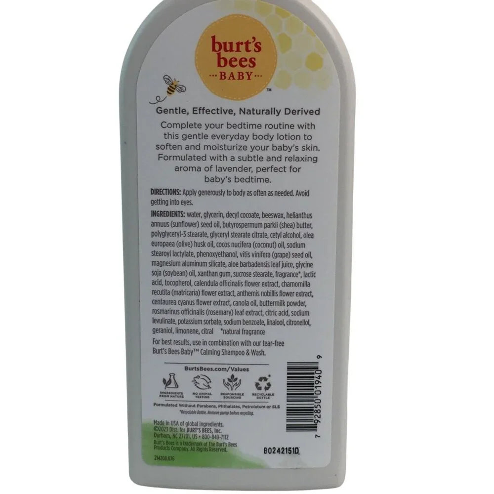 Burts Bees Baby Calming‎ Nourishing Lotion With Lavender Scent 12 Oz